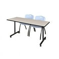 thumbnail image 1 of Regency 72" x 24" Kobe Mobile Training Table- Maple & 2 'M' Stack Chairs- Grey, 1 of 5