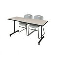 thumbnail image 1 of Regency 72" x 24" Kobe Mobile Training Table- Maple & 2 Zeng Stack Chairs- Grey, 1 of 5