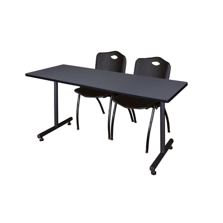Kobe 72" x 24" Grey Training Table and 2 "M" Stack Chairs, Multiple Colors