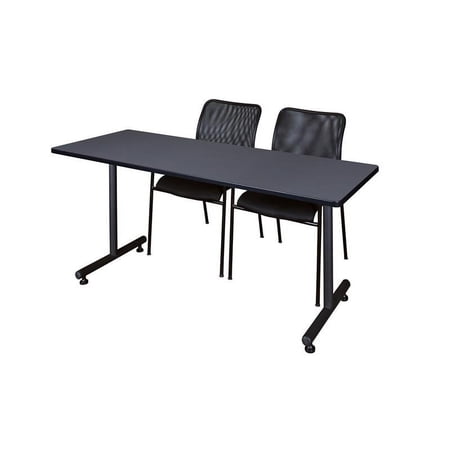 72" x 24" Kobe Training Table- Grey & 2 Mario Stack Chairs- Black
