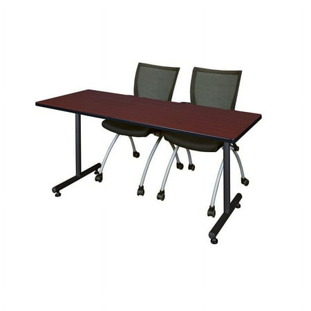 Regency 72" x 24" Kobe Training Table- Mahogany & 2 Apprentice Chairs- Black