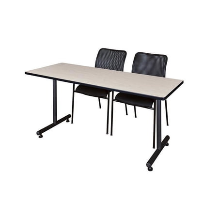 72" x 24" Kobe Training Table- Maple & 2 Mario Stack Chairs- Black