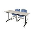 thumbnail image 1 of 72" x 24" Kobe Training Table- Maple & 2 Zeng Stack Chairs- Blue, 1 of 8