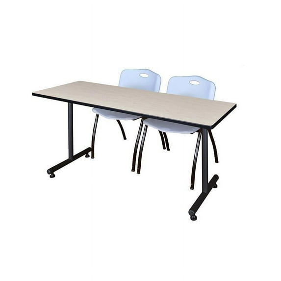 Regency 72" x 30" Kobe Training Table- Maple and 2 "M" Stack Chairs- Grey