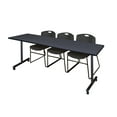 thumbnail image 1 of 84" x 24" Kobe Mobile Training Table- Grey & 3 Zeng Stack Chairs- Black, 1 of 8