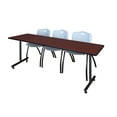 thumbnail image 1 of Regency Kobe 84 x 24 in. T-Base Training Seminar Table- Mahogany, 2 M Stack Chairs- Grey, 1 of 7