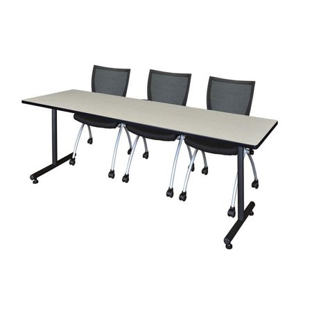 Regency 84" x 24" Kobe Training Table- Maple & 3 Apprentice Chairs- Black
