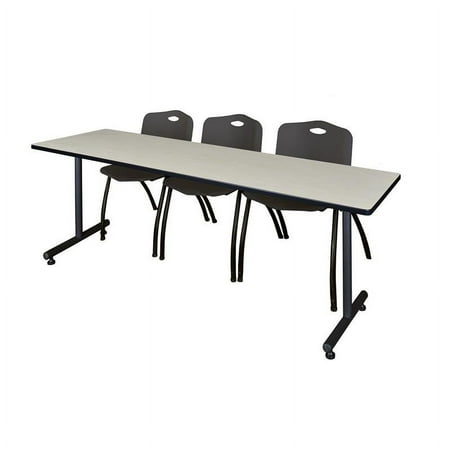 Regency 84" x 24" Kobe Training Table- Maple & 3 'M' Stack Chairs- Black
