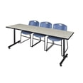 thumbnail image 1 of Regency 84" x 24" Kobe Training Table- Maple & 3 Zeng Stack Chairs- Blue, 1 of 5