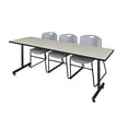 thumbnail image 1 of Regency 84" x 24" Kobe Training Table- Maple & 3 Zeng Stack Chairs- Grey, 1 of 5