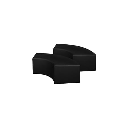 Aurora Curved Vinyl Ottoman (Set of 2)- Black