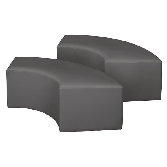 Regency Aurora Curved Vinyl Ottoman (Set of 2)- Grey