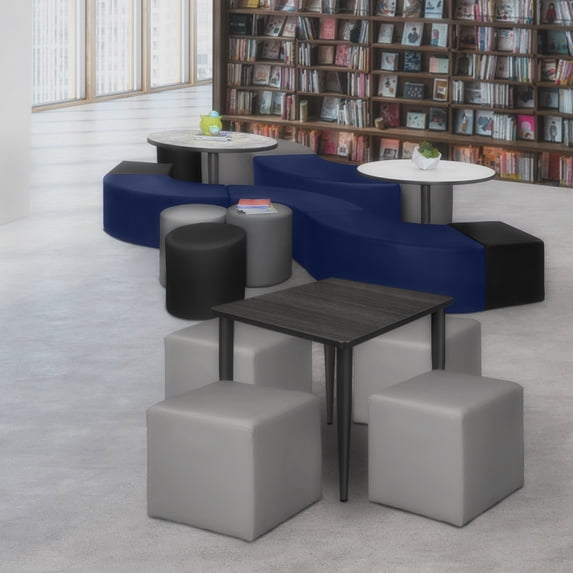 Regency Aurora Curved Vinyl Ottoman (Set of 4)- Naval Blue