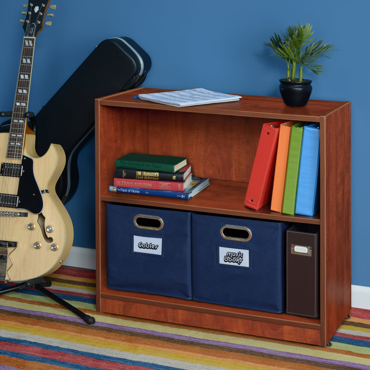 Gray Adjustable Stackable Wood Bookcase with Doors, 32"