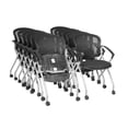 thumbnail image 1 of Regency Cadence Flexible High-Back Nesting Chair with Padded Fabric Seat – Breathable Mesh, Flip-Up Seat & Casters for Training Rooms, Classrooms & Offices (12-Pack, Black), 1 of 8