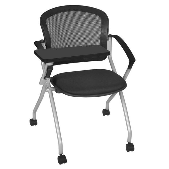 Regency Cadence Flexible High Back with Padded Fabric Seat Nesting Chair with Tablet Arm - Black