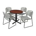 thumbnail image 1 of Regency Cain 30" Round Break Room Table Cherry and 4 Zeng Stack Chairs Gray (TB30RNDCH44GY), 1 of 8