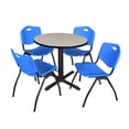 thumbnail image 1 of Regency Cain Small 30 in. Round X-Base Breakroom Table- Maple & 4 M Stack Chairs- Blue, 1 of 8