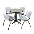 thumbnail image 1 of Regency Small 30 in. Round X-Base Breakroom Table- Maple & 4 M Stack Chairs- Grey, 1 of 9