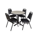 thumbnail image 1 of Regency Cain Small 30 in. Round X-Base Breakroom Table- Maple & 4 Restaurant Stack Chairs- Black, 1 of 9