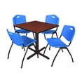 thumbnail image 1 of Regency Cain Small 30 in. Square X-Base Breakroom Table- Cherry & 4 M Stack Chairs- Blue, 1 of 8