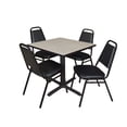 thumbnail image 1 of Regency Cain Small 30 in. Square X-Base Breakroom Table- Maple & 4 Restaurant Stack Chairs- Black, 1 of 8