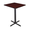 thumbnail image 1 of Cain 30" Square Cafe Table with Steel X Base and Hidden Adjustable Glides - Mahogany, 1 of 6