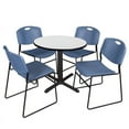 thumbnail image 1 of Regency Cain 30 in. Round Breakroom Table- White & 4 Zeng Stack Chairs- Blue, 1 of 7