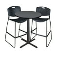 thumbnail image 1 of Regency Cain 30 in. Round X-Base Cafe Table- Grey & 2 Zeng Stack Stools- Black, 1 of 8