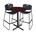 thumbnail image 1 of Cain 30in. Round Cafe Table- Mahogany & 2 Zeng Stack Stools- Black, 1 of 8