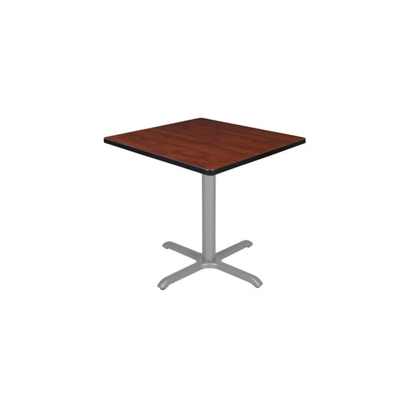 Regency Cain 30 in. Small Square X-Base Breakroom Table- Cherry Top, Grey Legs