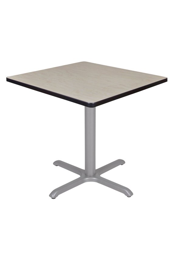 30 in. Small Square X-Base Breakroom Table- Maple Top, Grey Legs