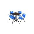 thumbnail image 1 of Regency Cain 30 in. Square Breakroom Table- Neo Walnut & 4 M Stack Chairs- Blue, 1 of 10