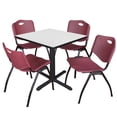 thumbnail image 1 of Regency Cain 30 in. Square Breakroom Table- White & 4 M Stack Chairs- Burgundy, 1 of 7