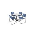 thumbnail image 1 of Regency Cain 30 in. Square Breakroom Table- White & 4 Zeng Stack Chairs- Blue, 1 of 6