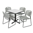 thumbnail image 1 of Regency Cain 30 in. Square Breakroom Table- White & 4 Zeng Stack Chairs- Grey, 1 of 7