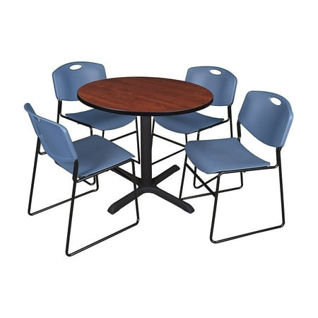 Regency 36-inch Laminate Round Table with 4 Chairs Blue (TB36RNDCH44BE)