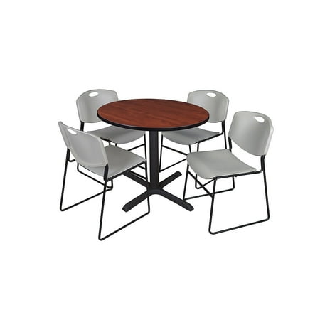 Regency 36-inch Laminate Round Table with 4 Chairs Gray (TB36RNDCH44GY)