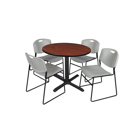 Regency 36-inch Laminate Round Table with 4 Chairs Gray (TB36RNDCH44GY)