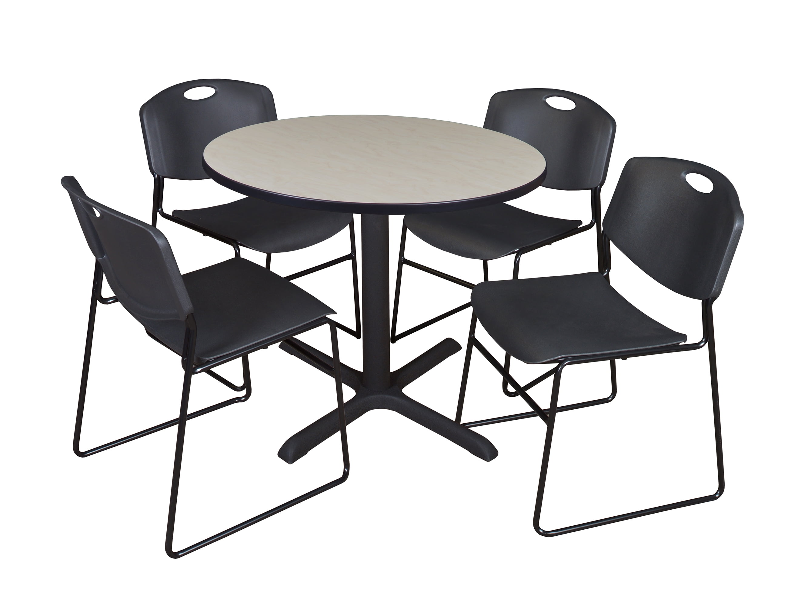 Regency 36-inch Round Shape Laminate Table with 4 Chairs Black (TB36RNDPL44BK)