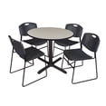 thumbnail image 1 of Cain 36" Round Breakroom Table- Maple and 4 Zeng Stack Chairs- Black, 1 of 8