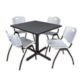 thumbnail image 1 of Cain 36" Square Breakroom Table- Grey & 4 'M' Stack Chairs- Grey, 1 of 8