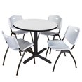 thumbnail image 1 of Regency Cain 36 in. Round Breakroom Table- White & 4 M Stack Chairs- Grey, 1 of 7