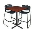 thumbnail image 1 of Regency Cain 36 in. Square X-Base Cafe Table- Cherry & 2 Zeng Stack Stools- Black, 1 of 8