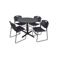 thumbnail image 1 of Regency 42-inch Laminate Round Table with 4 Zeng Stack Chairs Gray & Black (TB42RNDGY44BK), 1 of 8
