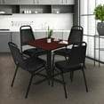 thumbnail image 1 of Cain 42in. Square Breakroom Table- Mahogany & 4 Restaurant Stack Chairs- Black, 1 of 8