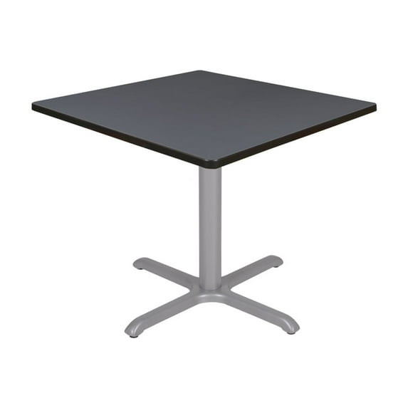 Regency Cain 42 in. Medium Square X-Base Breakroom Table- Grey Top, Grey Legs
