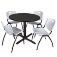thumbnail image 1 of Regency Cain 42 in. Round Breakroom Table- Ash Grey & 4 M Stack Chairs- Grey, 1 of 7