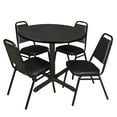 thumbnail image 1 of Regency Cain 42 in. Round Breakroom Table- Ash Grey & 4 Restaurant Stack Chairs- Black, 1 of 8
