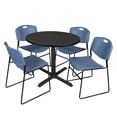 thumbnail image 1 of Regency Cain 42 in. Round Breakroom Table- Ash Grey & 4 Zeng Stack Chairs- Blue, 1 of 7